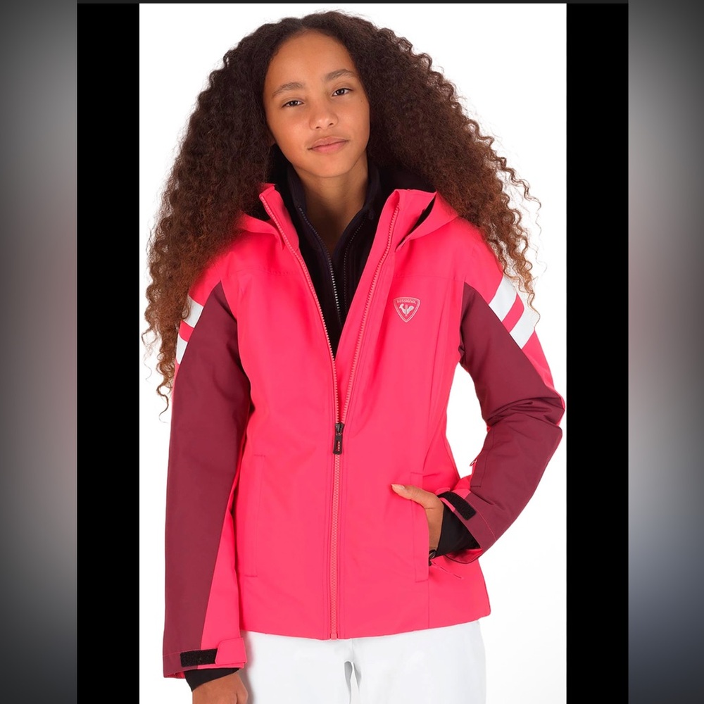 Rossignol Kids Pink and Burgundy Puffer ski Jacket - size 8